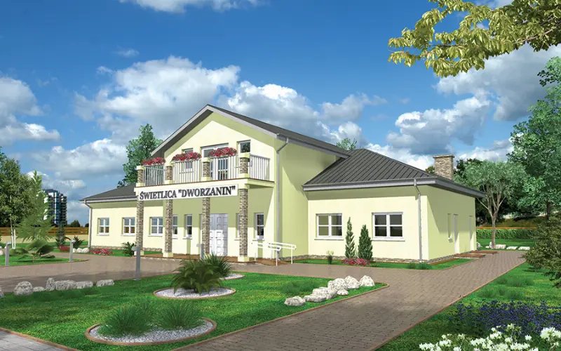 Projekt domu Budynek usługowy UC44a — wizualizacja