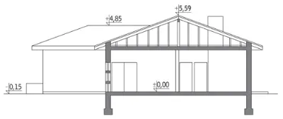 Budynek usługowy UC45 — przekroje 1 (odbicie lustrzane)