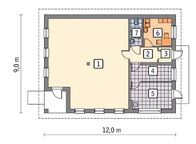 Budynek usługowy UC46 — rzuty kondygnacji 1 (odbicie lustrzane)