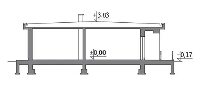 Budynek usługowy UC51c — przekroje 1
