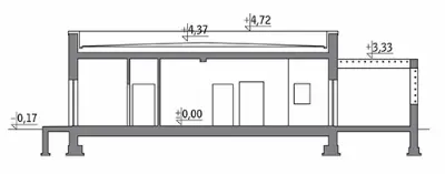Budynek usługowy UC59 — przekroje 1 (odbicie lustrzane)