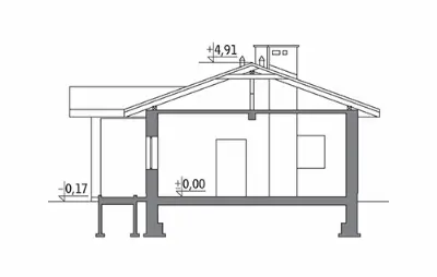 Budynek usługowy UC67b — przekroje 1 (odbicie lustrzane)