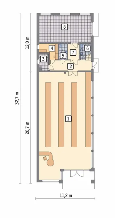 Budynek usługowy UC72 — rzuty kondygnacji 1 (odbicie lustrzane)
