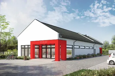 Budynek usługowy UC72 — wizualizacje 1 (odbicie lustrzane)