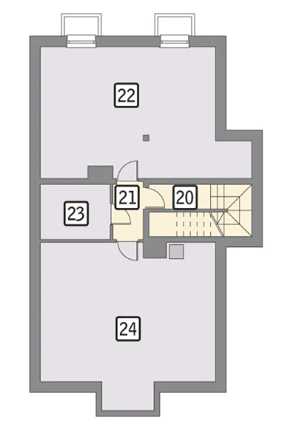 Budynek usługowy z częścią mieszkalną (podpiwniczony) U09 — rzuty kondygnacji 1 (odbicie lustrzane)