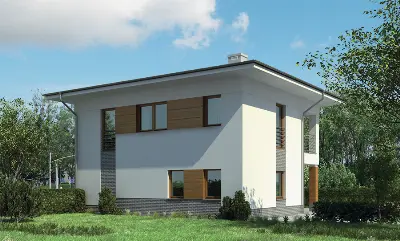 Budynek usługowy z częścią mieszkalną U15d — wizualizacje 2 (odbicie lustrzane)