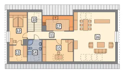 Budynek usługowy z częścią mieszkalną U16 — rzuty kondygnacji 2 (odbicie lustrzane)
