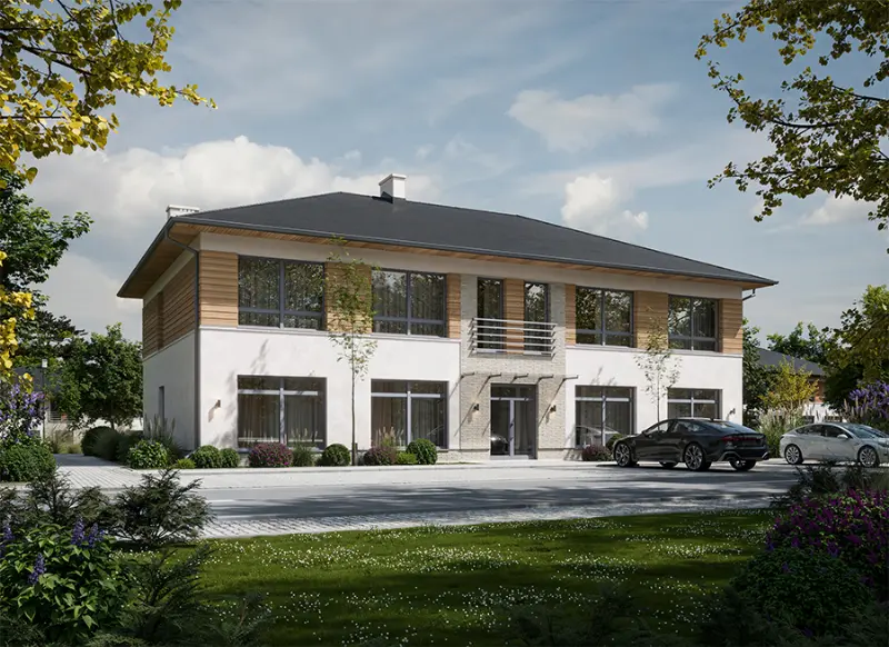 Projekt domu Budynek usługowy z częścią mieszkalną U35 — wizualizacja