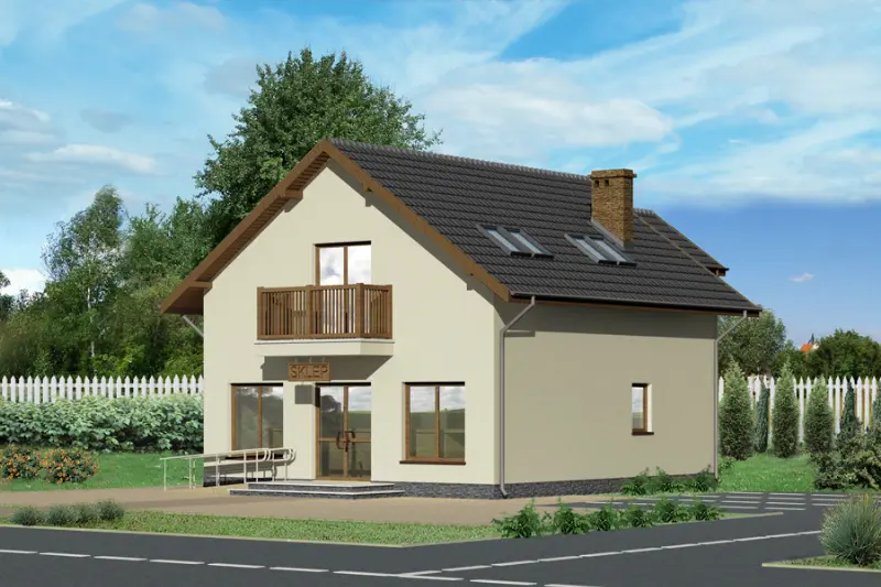 Projekt domu Budynek usługowy z częścią mieszkalną UC01c — wizualizacja