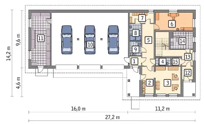 Budynek usługowy z częścią mieszkalną UC28 — rzuty kondygnacji 1 (odbicie lustrzane)