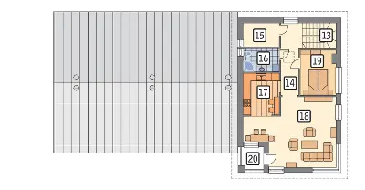 Budynek usługowy z częścią mieszkalną UC43b — rzuty kondygnacji 2 (odbicie lustrzane)