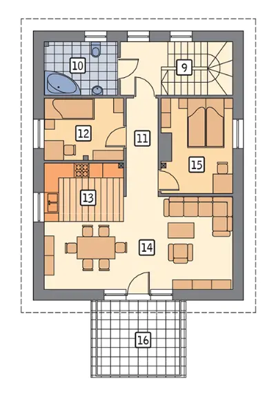 Budynek usługowy z częścią mieszkalną UC48a — rzuty kondygnacji 2 (odbicie lustrzane)