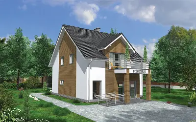 Budynek usługowy z częścią mieszkalną UC48a — wizualizacje 1 (odbicie lustrzane)