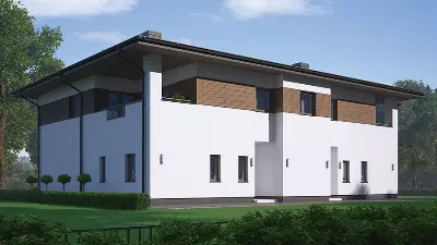 Budynek usługowy z częścią mieszkalną UC51 — wizualizacje 2 (odbicie lustrzane)
