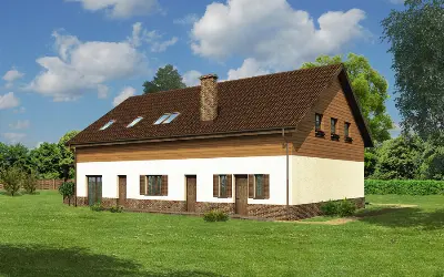 Budynek usługowy z pokojami gościnnymi UC41 — wizualizacje 2 (odbicie lustrzane)