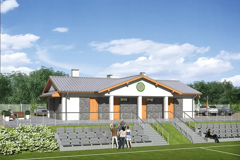 Projekt domu Budynek usługowy (zaplecza socjalnego) U31a — wizualizacja