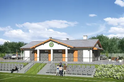 Budynek usługowy (zaplecza socjalnego) U31a — wizualizacje 1 (odbicie lustrzane)