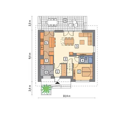 Cenny - wariant I (etap I) — rzuty kondygnacji 1 (odbicie lustrzane)