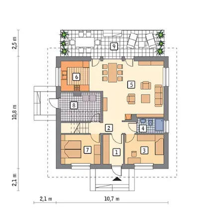 Cichy zagajnik — rzuty kondygnacji 1 (odbicie lustrzane)