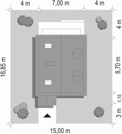 D03 Grześ drewniany — plan sytuacyjny 1 (odbicie lustrzane)