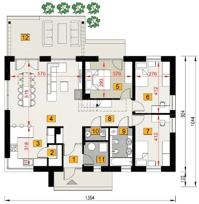 Dla rodziny A pa — rzuty kondygnacji 1