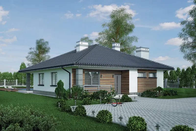 Projekt domu Dom bezpieczny — wizualizacja