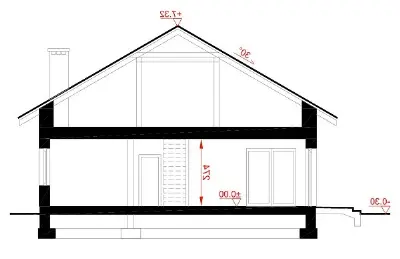 Dom na lata AG1 — przekroje 1 (odbicie lustrzane)