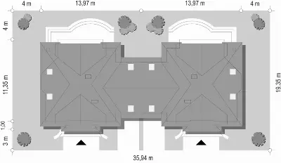 Dom na Medal - bliźniak — plan sytuacyjny 1