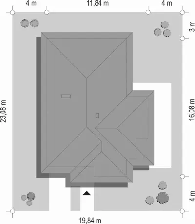 Dom na Miarę — plan sytuacyjny 1 (odbicie lustrzane)