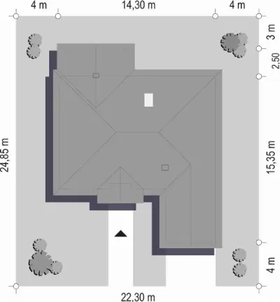 Dom na Parkowej 2 — plan sytuacyjny 1 (odbicie lustrzane)