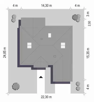 Dom na Parkowej 4 — plan sytuacyjny 1 (odbicie lustrzane)