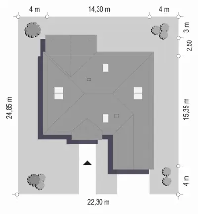 Dom na Parkowej 5 — plan sytuacyjny 1 (odbicie lustrzane)