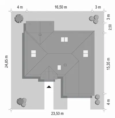 Dom na Parkowej 6 wariant B — plan sytuacyjny 1 (odbicie lustrzane)