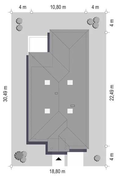 Dom na Parkowej 7 A — plan sytuacyjny 1 (odbicie lustrzane)