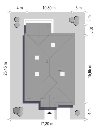 Dom na Parkowej 7 B — plan sytuacyjny 1 (odbicie lustrzane)