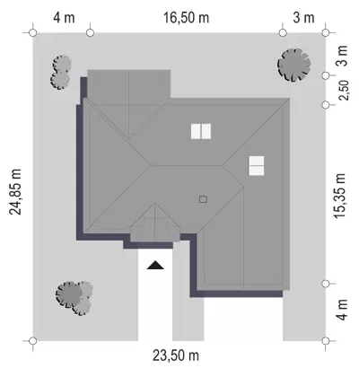 Dom na Parkowej — plan sytuacyjny 1 (odbicie lustrzane)