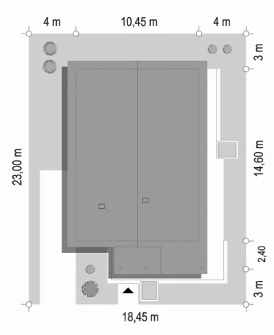 Dom na Południowej 2 — plan sytuacyjny 1 (odbicie lustrzane)