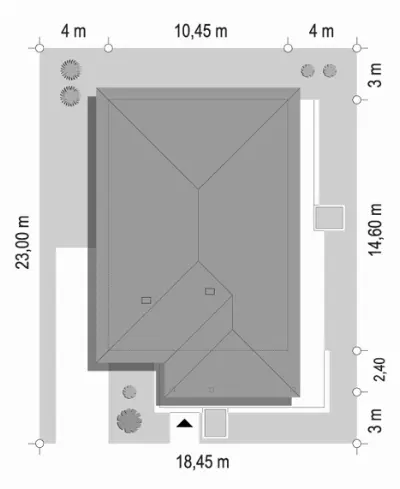 Dom na Południowej — plan sytuacyjny 1 (odbicie lustrzane)