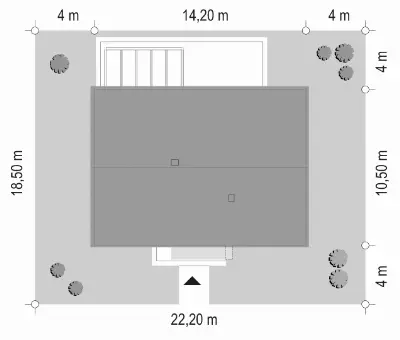 Dom na Praktycznej — plan sytuacyjny 1 (odbicie lustrzane)