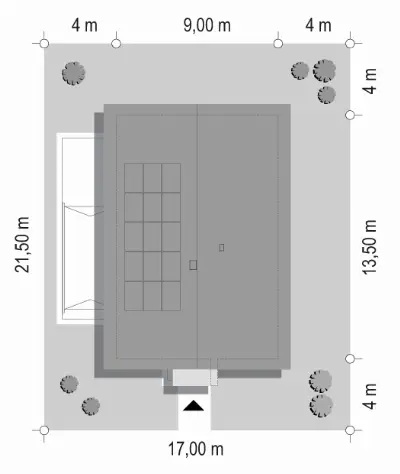 Dom na Przytulnej — plan sytuacyjny 1 (odbicie lustrzane)