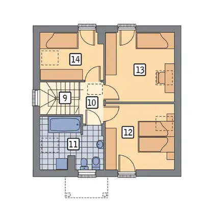 Dom na rozstaju - wariant II — rzuty kondygnacji 2 (odbicie lustrzane)