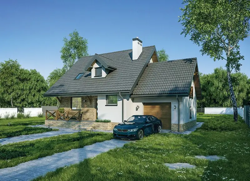Projekt domu Dom na rozstaju - wariant III — wizualizacja