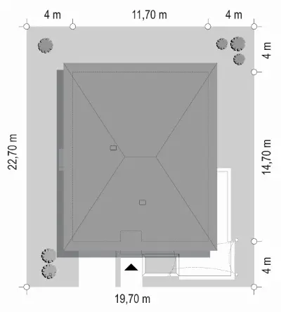 Dom na Słonecznej — plan sytuacyjny 1 (odbicie lustrzane)