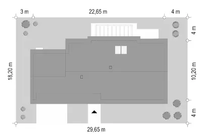 Dom na Szerokiej 2 — plan sytuacyjny 1 (odbicie lustrzane)