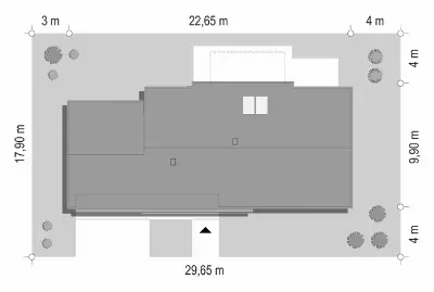 Dom na Szerokiej — plan sytuacyjny 1 (odbicie lustrzane)