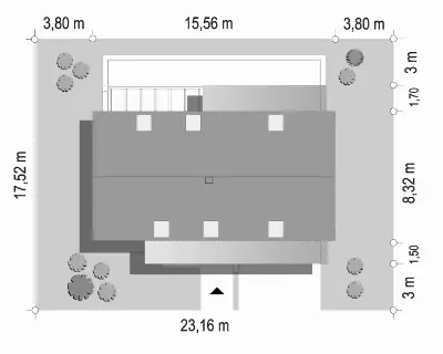 Dom na Zgrabnej 3 — plan sytuacyjny 1 (odbicie lustrzane)