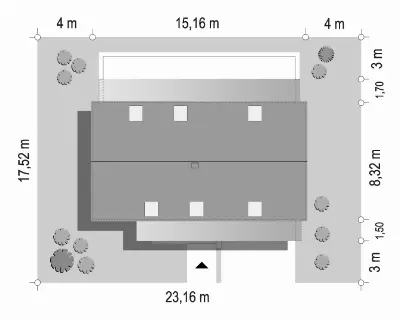 Dom na Zgrabnej 5 — plan sytuacyjny 1 (odbicie lustrzane)