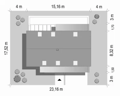 Dom na Zgrabnej — plan sytuacyjny 1 (odbicie lustrzane)