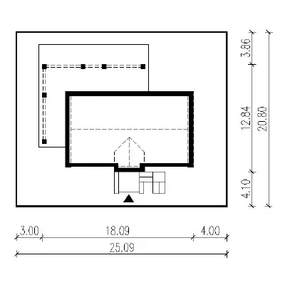 Dom nad jeziorem — plan sytuacyjny 1 (odbicie lustrzane)