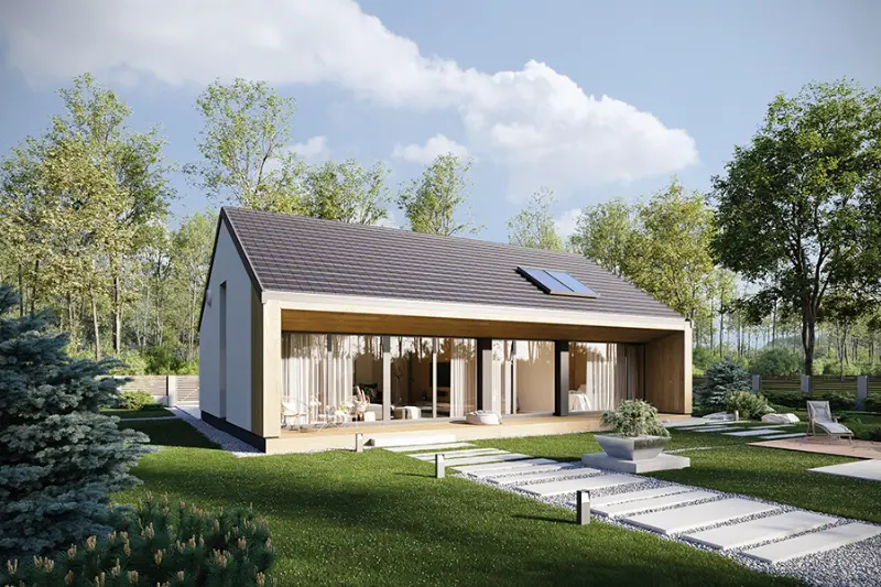 Projekt domu Dom oszczędny - wariant II (z wentylacją mechaniczną i rekuperacją) — wizualizacja